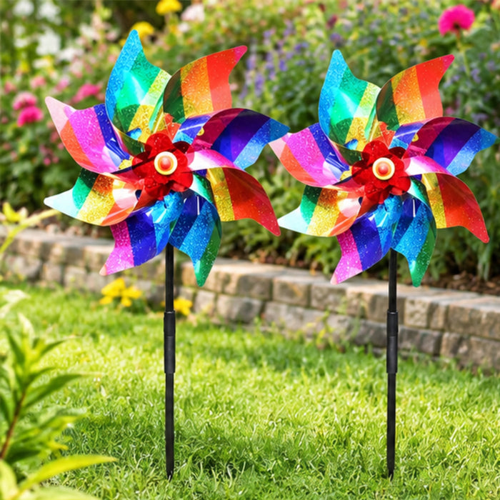 2 Pc Colorful Garden Windmill Pinwheel Decorative Garden Spinner