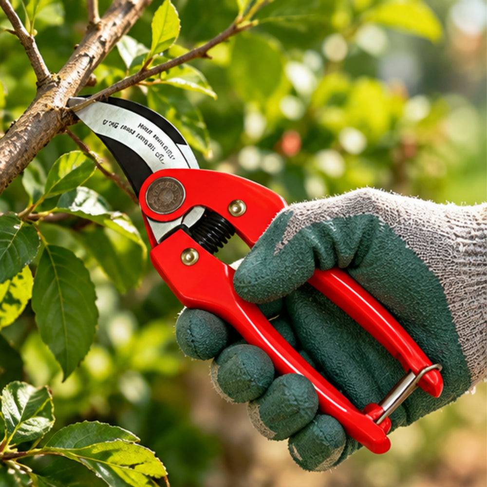 Heavy-Duty Red Garden Pruning Shears – Sharp Steel Blade Plant & Branch Trimmer