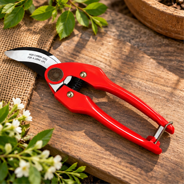 Heavy-Duty Red Garden Pruning Shears – Sharp Steel Blade Plant & Branch Trimmer