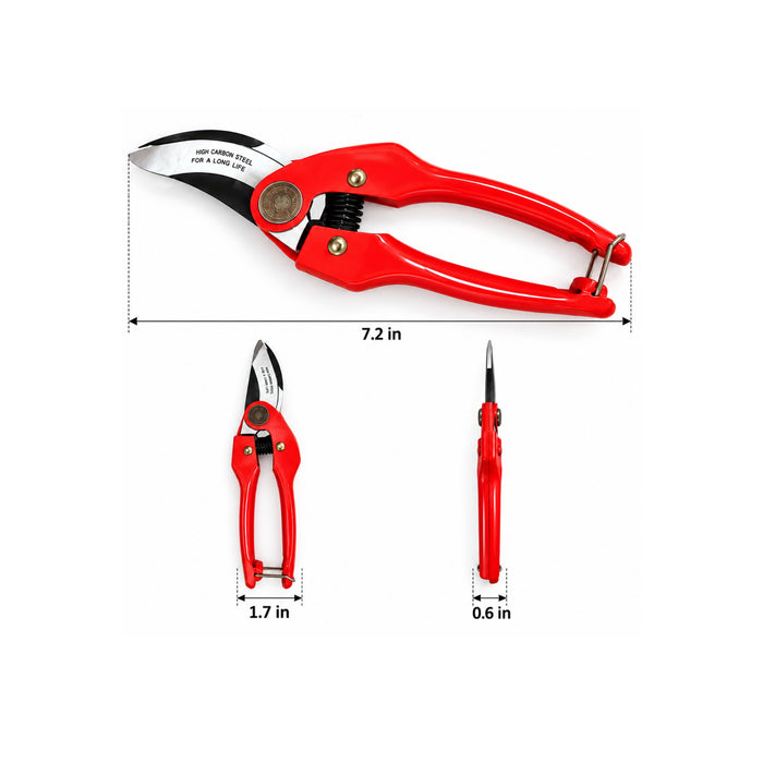 Heavy-Duty Red Garden Pruning Shears – Sharp Steel Blade Plant & Branch Trimmer