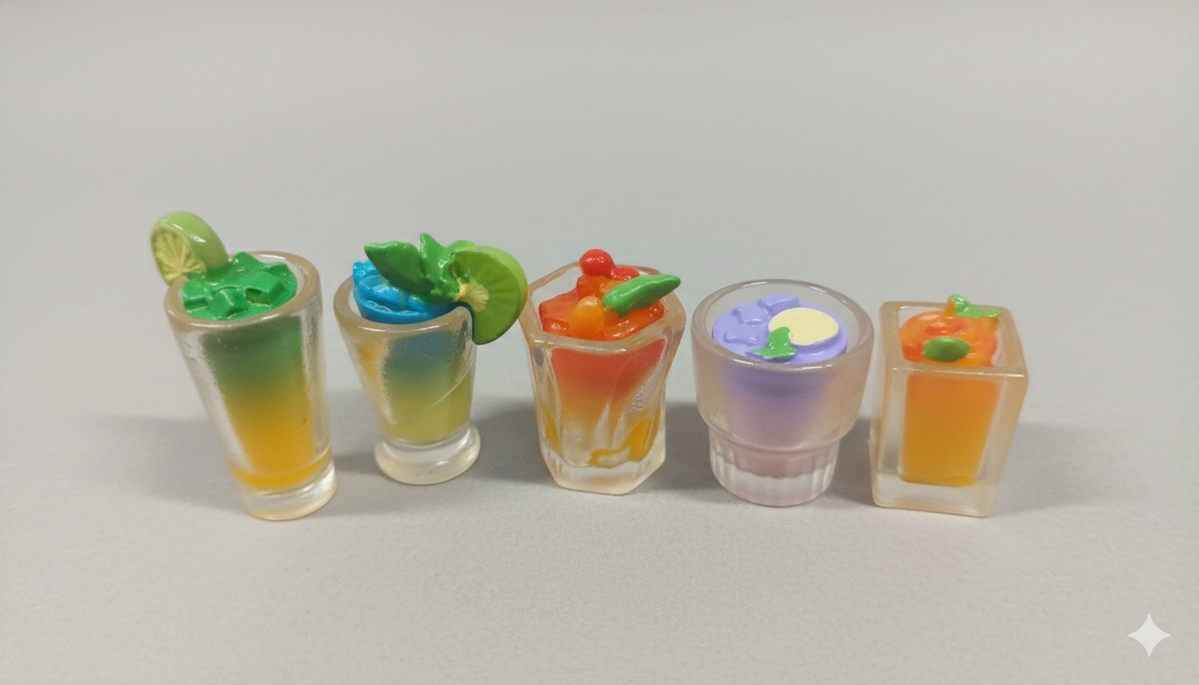 5-Piece Miniature Cocktail Drink Set | Dollhouse Food Props & Craft ...