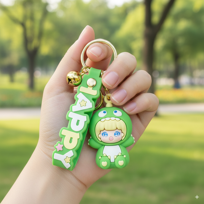 Wonderland Dinosaur Girl?Green?Kechains, Cartoon Style Keychain & Bag Charms Fun & Functional Accessories for Bags and Keys