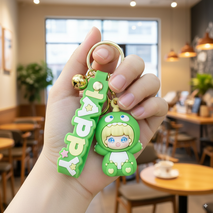 Wonderland Dinosaur Girl?Green?Kechains, Cartoon Style Keychain & Bag Charms Fun & Functional Accessories for Bags and Keys