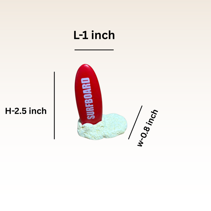Wonderland set of 3- Miniature Beach Vacation Set - Surfboard, Planter Box, and Coral/Plant Accessory for Dollhouse, Terrarium, or Crafting