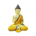 Yellow and white resin Buddha statue in Abhaya Mudra blessing pose,