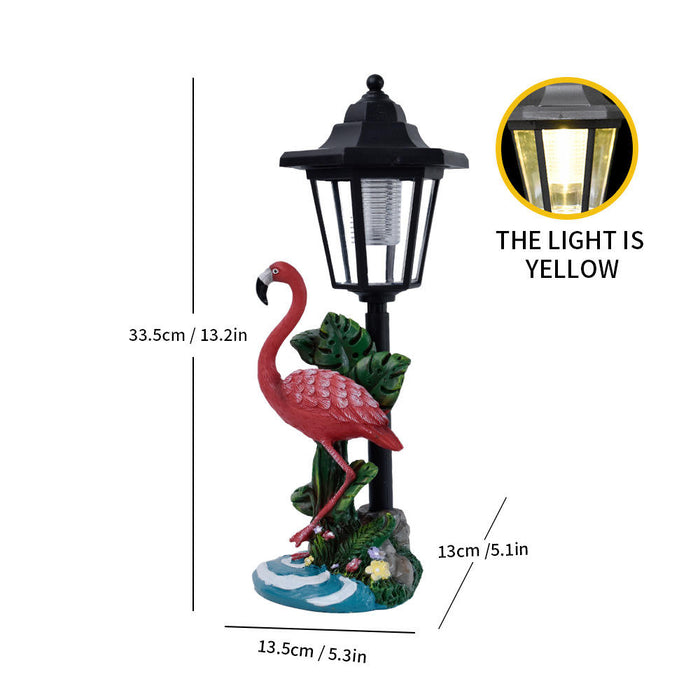 Solar Powered Flamingo Garden Statue with Decorative LED Street Lamp – Tropical Outdoor Pathway Light & Yard Ornament
