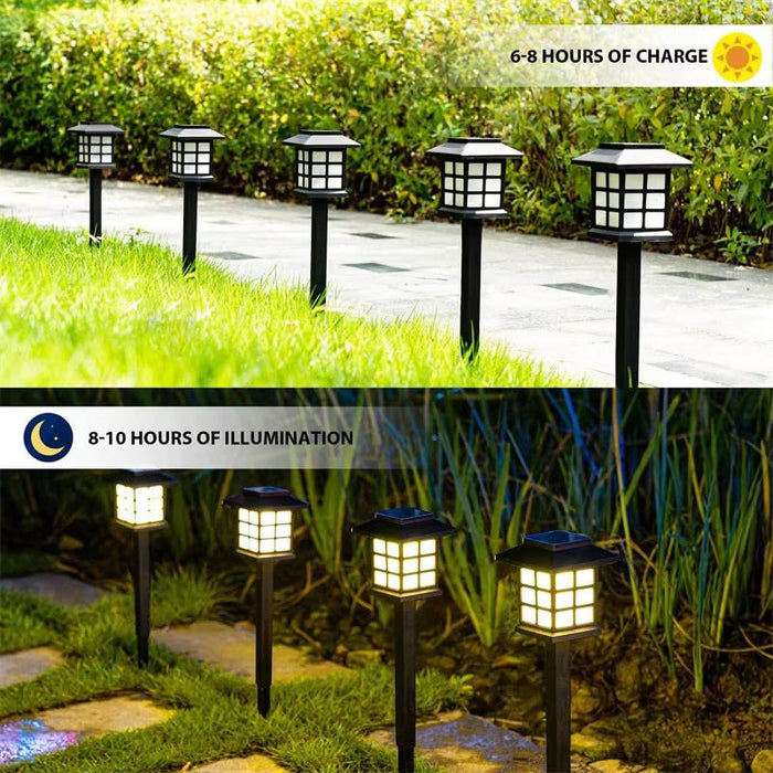 Solar Pathway Lights Outdoor – Classic Zen Lantern Waterproof LED Garden Lights for Walkway, Yard, and Landscape Decor (4 Pack)