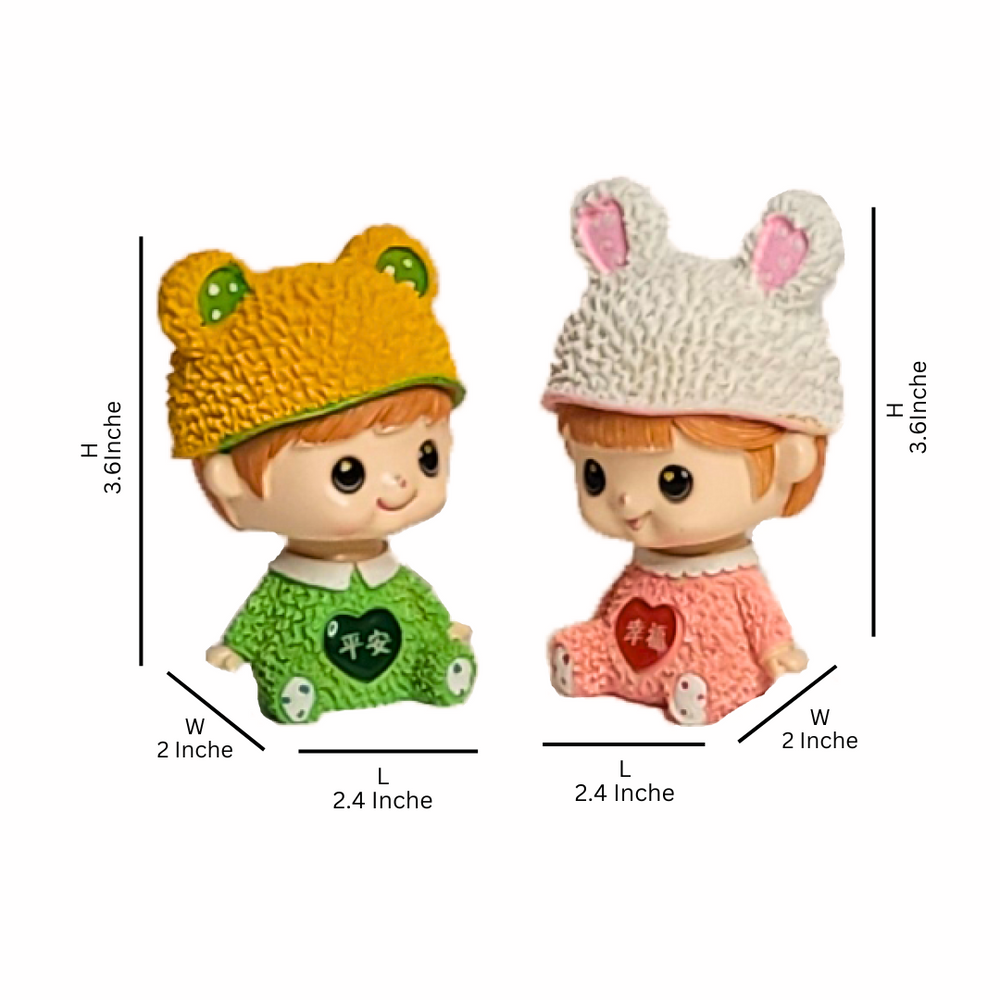 Wonderland  (Set of 2) Imported Resin Cartoon Shaking Head Adorkable Couple Ornaments Car Home Bedroom Decoration Gifts(Multicolor) |