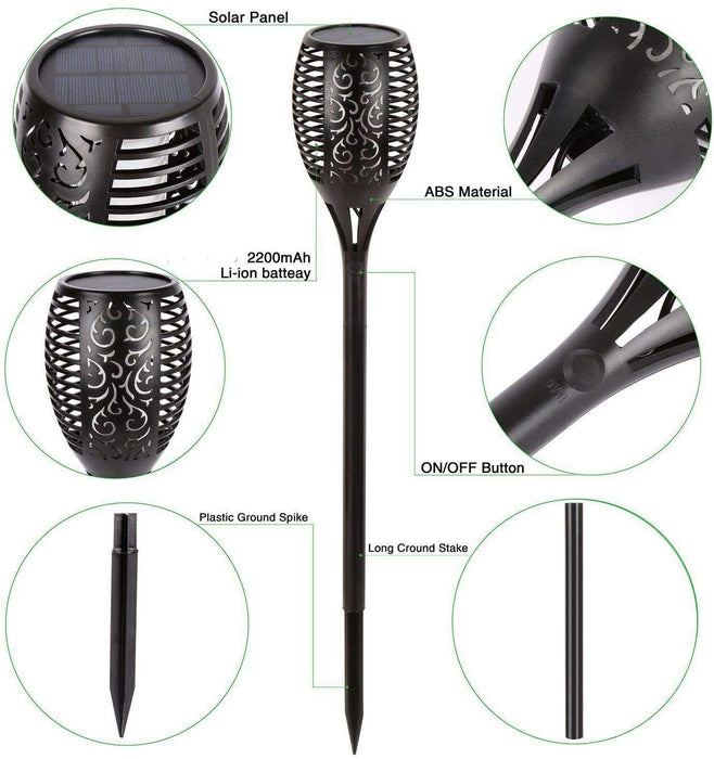 Solar Mashall Flame Torch 4-Pack – Flickering LED Waterproof Pathway Lights