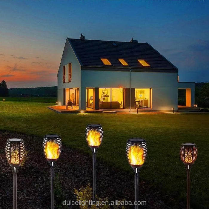Solar Mashall Flame Torch 4-Pack – Flickering LED Waterproof Pathway Lights