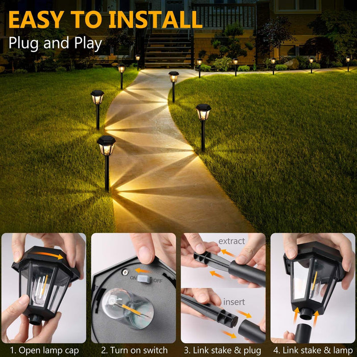 Set of 4 Solar Outdoor Pathway Lights