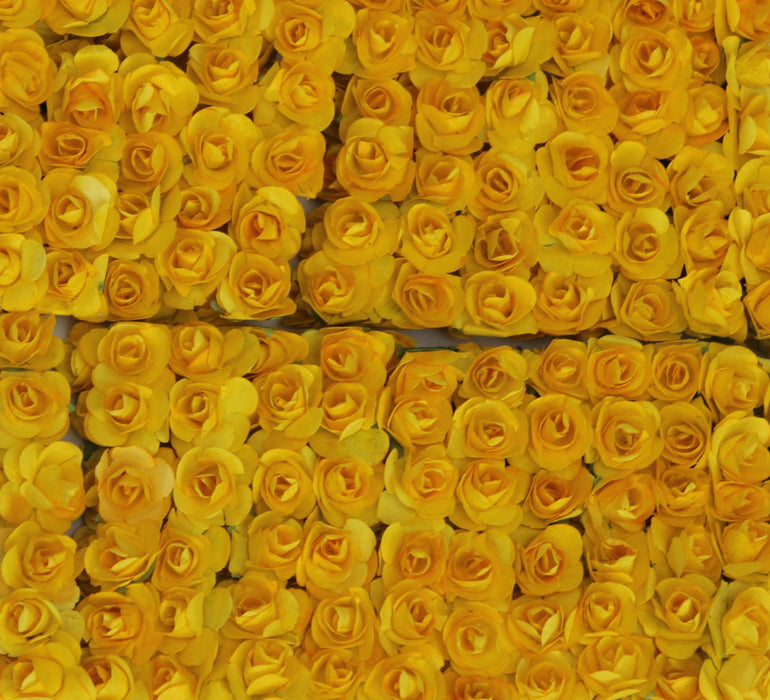 Wonderland Artificial Flower with Flexible Wire Stem | Lightweight Foam Flower Decoration | 144 Pc (Yellow) | Perfect for Cake Toppers, Crafts, Bouquets & DIY Décor