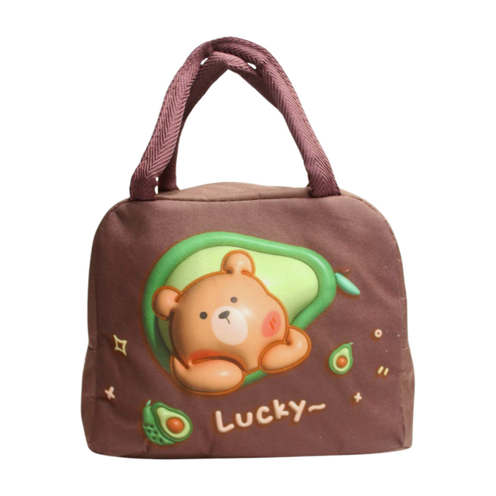 Wonderland Cute 3D cartoon animal insulated lunch bag (Brown) (Cute Rat Print)