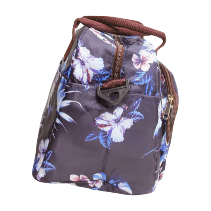 Wonderland Thermal insulated reusable tote lunch bag flower print (Dark Purple)