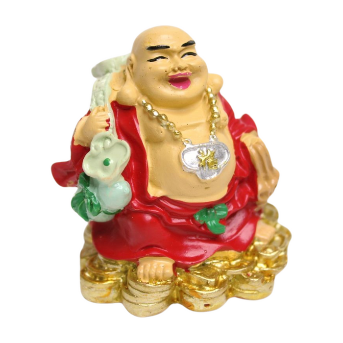 Wonderland (Set of 2) resin miniature laughing buddha with money pot