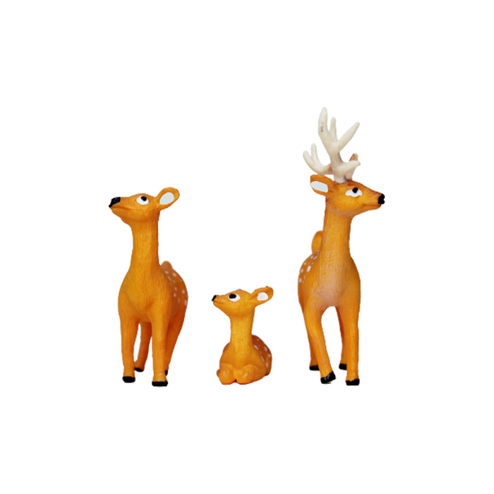 Miniature Toys : (Set of 3) Deer (w horns, standing & sitting)