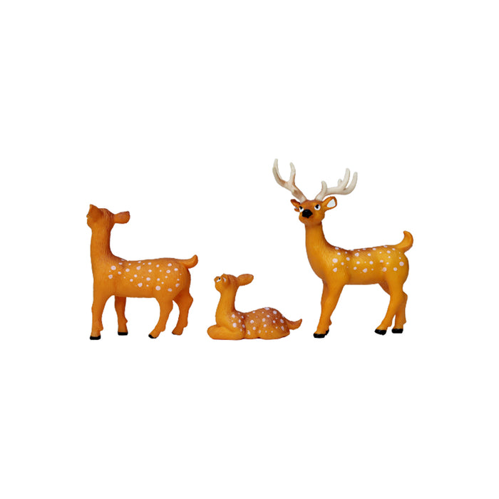 Miniature Toys : (Set of 3) Deer (w horns, standing & sitting)