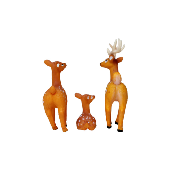 Miniature Toys : (Set of 3) Deer (w horns, standing & sitting)