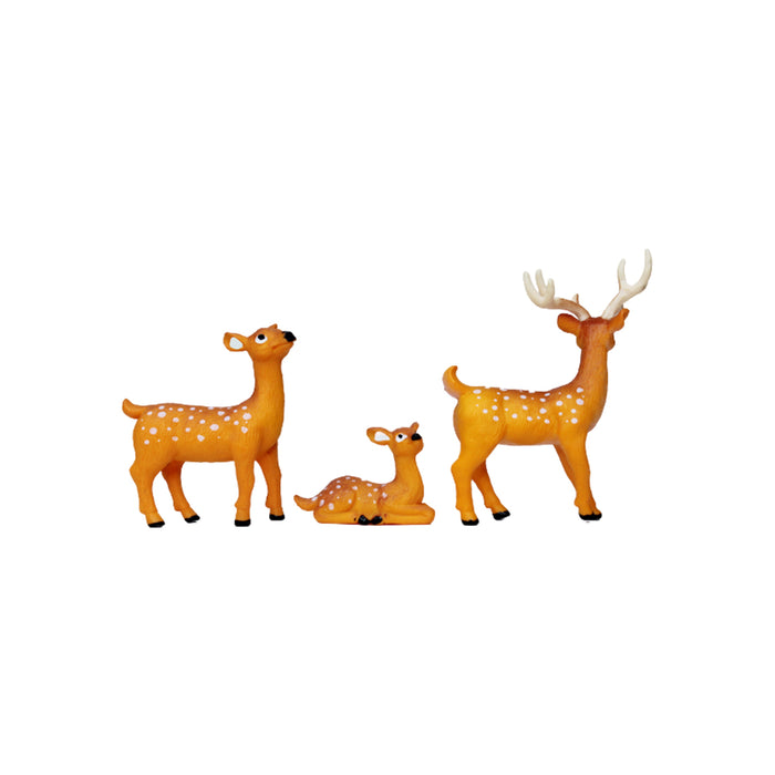 Miniature Toys : (Set of 3) Deer (w horns, standing & sitting)