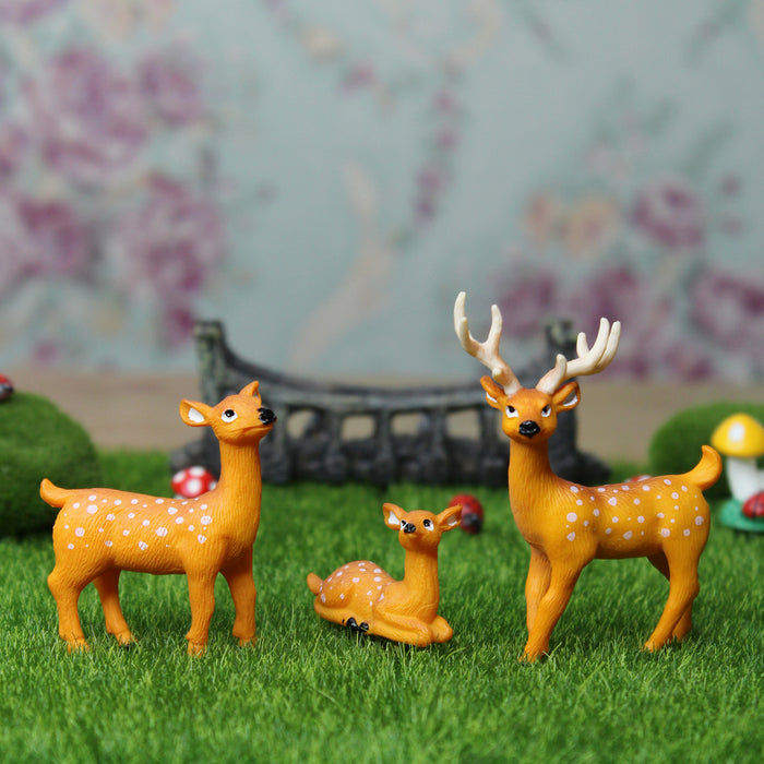 Miniature Toys : (Set of 3) Deer (w horns, standing & sitting)