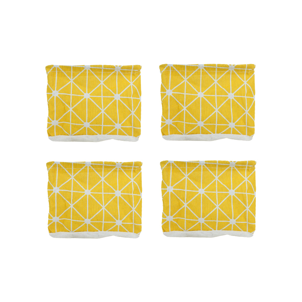 (Set of 4) Foldable Cloth Storage Box (Yellow)