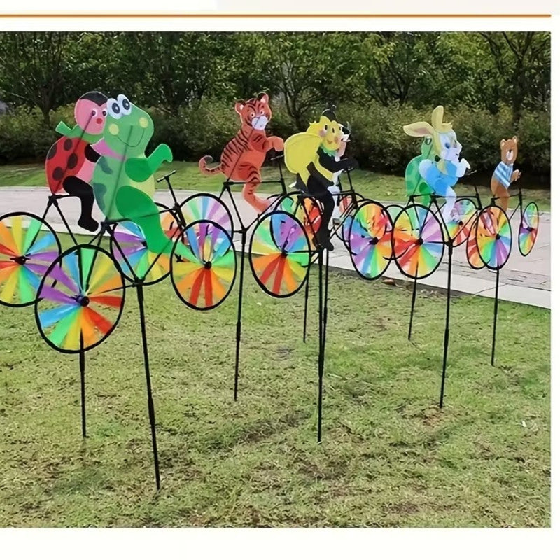 Colorful Animal Garden Windmill Decoration | Outdoor Lawn Yard Décor- 4 Pc
