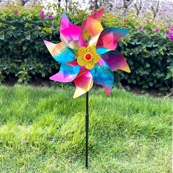 2 Pc Colorful Garden Windmill Pinwheel Decorative Garden Spinner