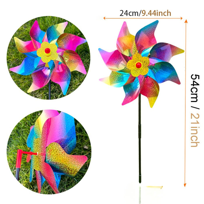 2 Pc Colorful Garden Windmill Pinwheel Decorative Garden Spinner