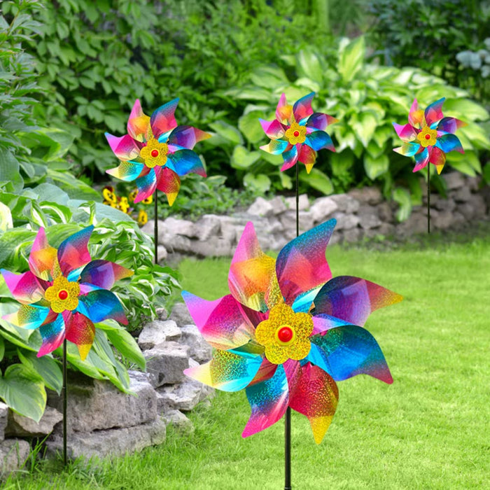 2 Pc Colorful Garden Windmill Pinwheel Decorative Garden Spinner