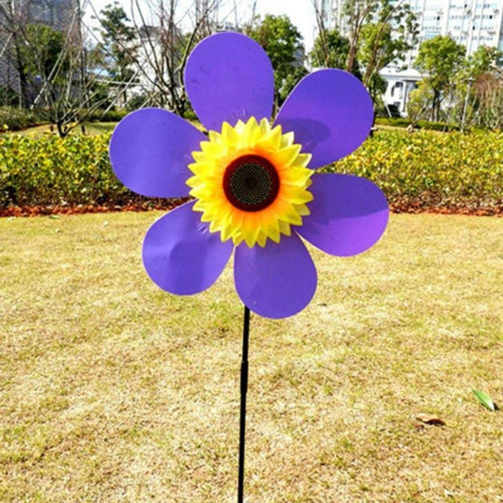 6 Pc Colorful Flower Windmill Garden Decor | Decorative Pinwheel Windmill