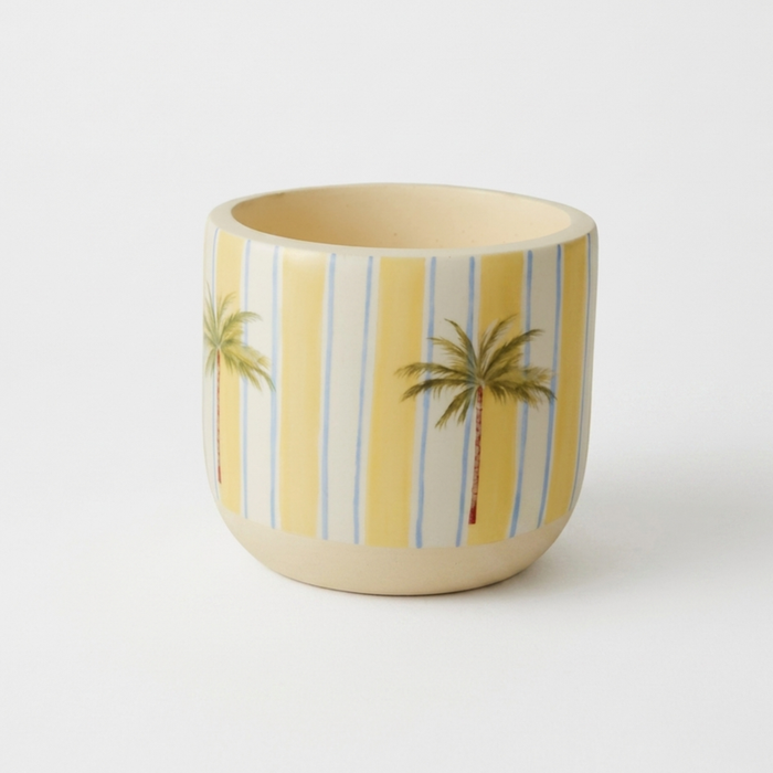 Handpainted Terracotta Planter with print design 