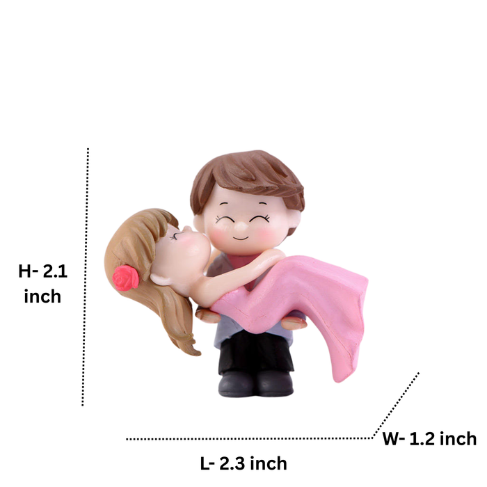 Couple Miniature Set(Boy holding girl)| Bonsai Tray Garden| Doll House Accessory| Figurine for Car Dashboard| Shelf Decor| Valentine, Annivesary Gift- 2.3x0.2x2.1 inches
