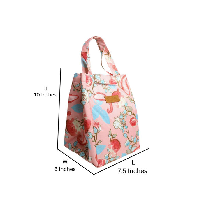 Wonderland Thermal insulated canvas tote lunch bag(Baby Pink)