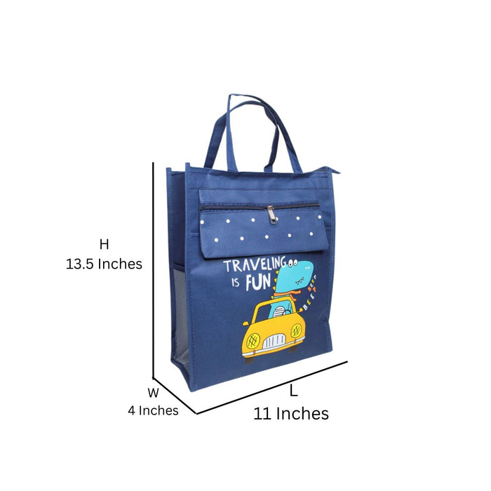 Wonderland Student multi-functional kids portable tution tote bag (Blue)