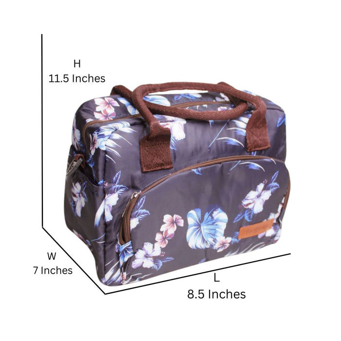 Wonderland Thermal insulated reusable tote lunch bag flower print (Dark Purple)