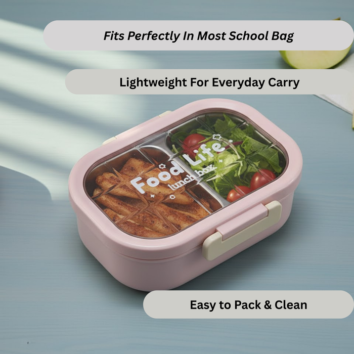 Kids- 850 ml Lunch SS Box Stainless Steel Food Life (price per pc)|Leak-Proof Tiffin Box for Kids | Premium School and Picnic Lunch Box- 8x6.5x3 inch