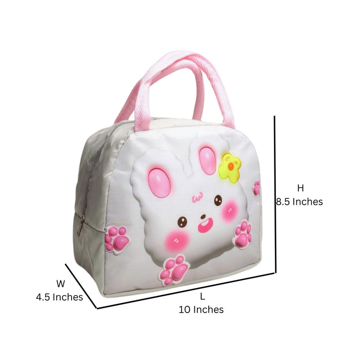 Wonderland Cute 3D cartoon animal insulated lunch bag (White) ( Cute Kitty Print)