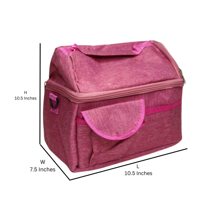 Wonderland Double layer lunch bag,large capacity insulated (Pink)