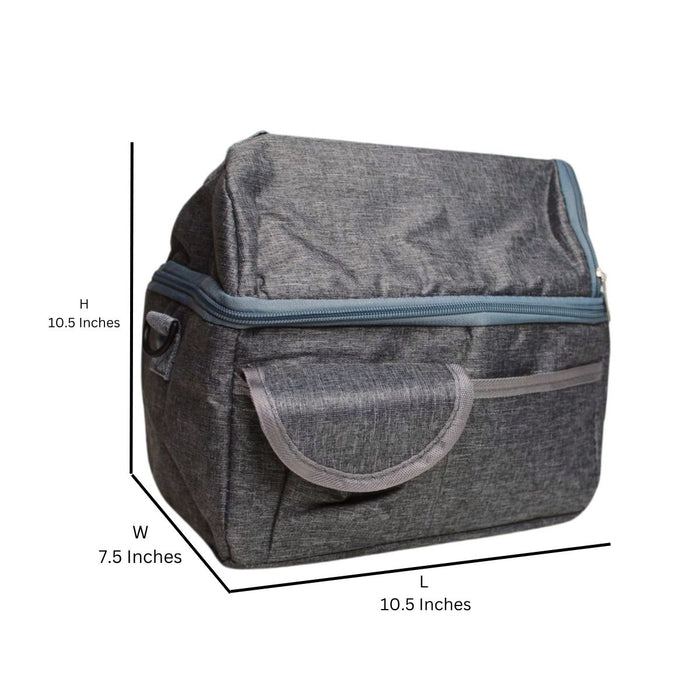 Wonderland Double layer lunch bag,large capacity insulated (Grey)
