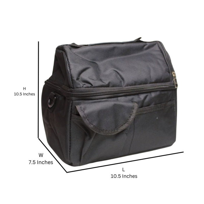 Wonderland Double layer lunch bag,large capacity insulated (Black)