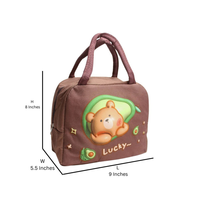 Wonderland Cute 3D cartoon animal insulated lunch bag (Brown) (Cute Rat Print)