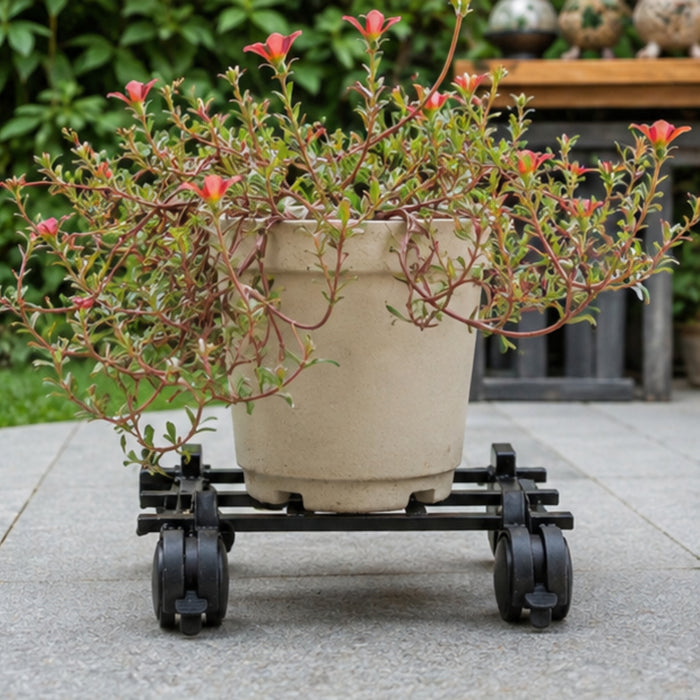 Wonderland Heavy Duty Adjustable Plant Caddy with Wheels | Mobile Plant Stand Trolley for Indoor & Outdoor Use | Flower Pot Mover and Floor Protector