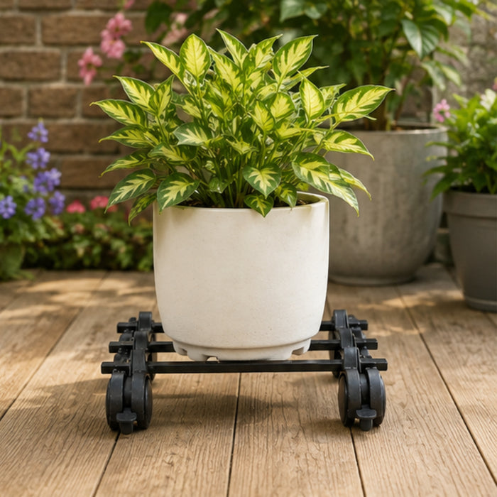 Wonderland Heavy Duty Adjustable Plant Caddy with Wheels | Mobile Plant Stand Trolley for Indoor & Outdoor Use | Flower Pot Mover and Floor Protector