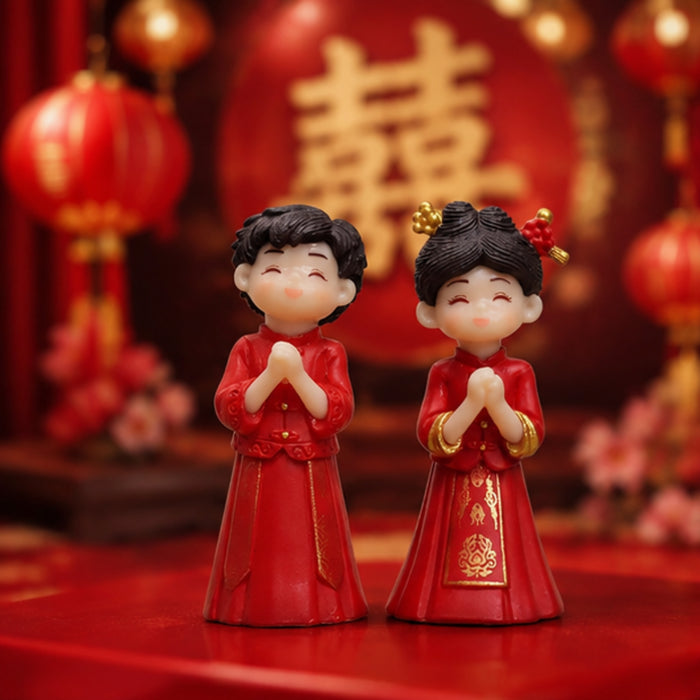  Mini Chinese Wedding Couple Dolls – Adorable Resin Bride & Groom