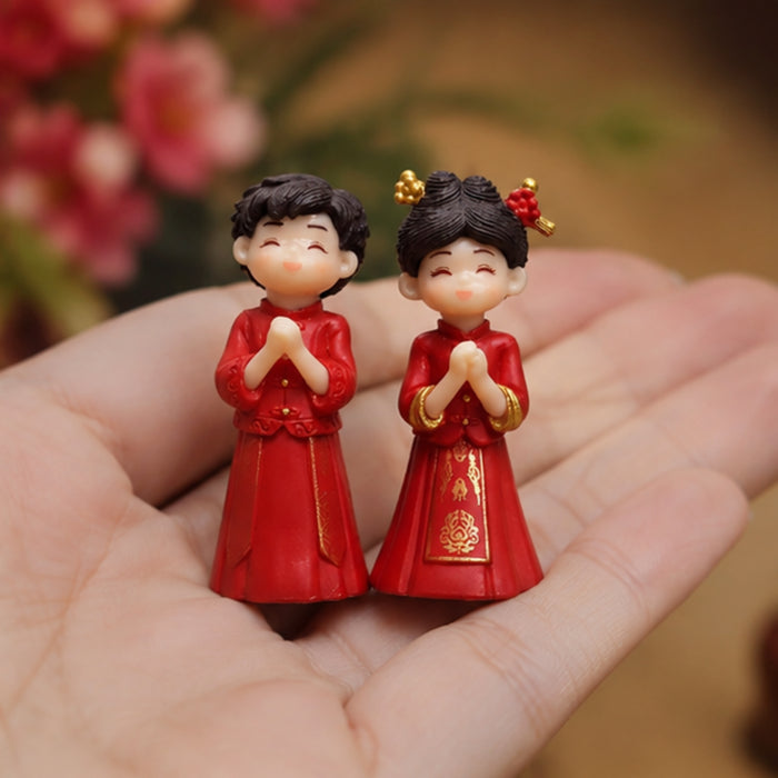  Mini Chinese Wedding Couple Dolls – Adorable Resin Bride & Groom