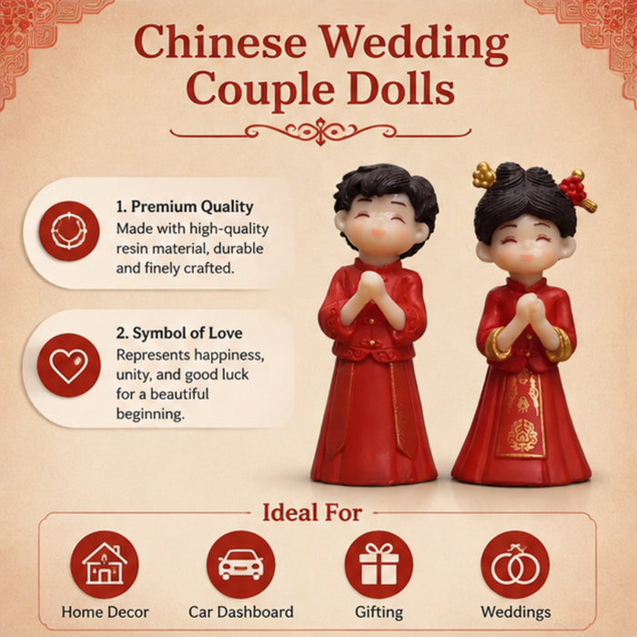  Mini Chinese Wedding Couple Dolls – Adorable Resin Bride & Groom