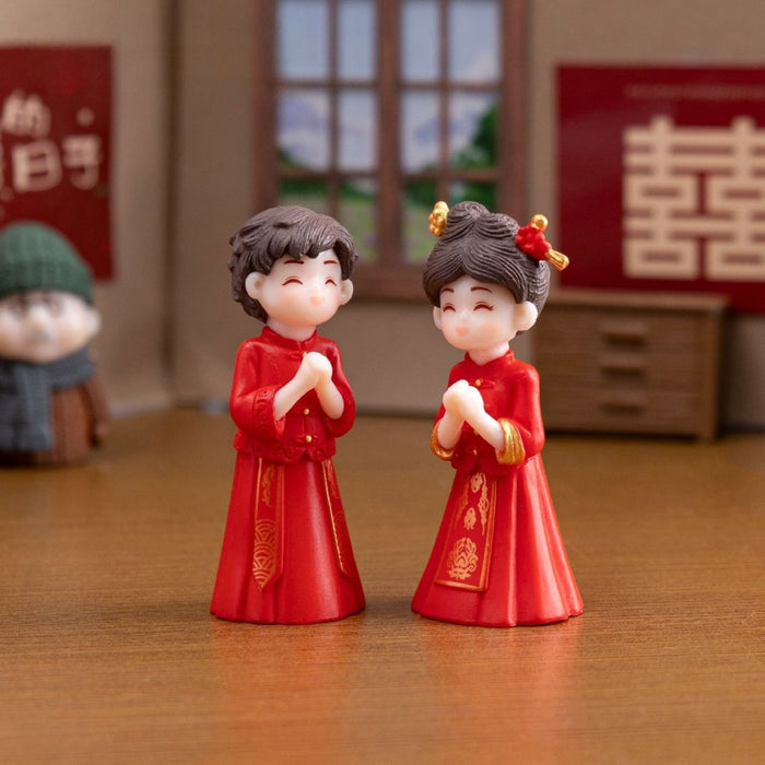  Mini Chinese Wedding Couple Dolls – Adorable Resin Bride & Groom