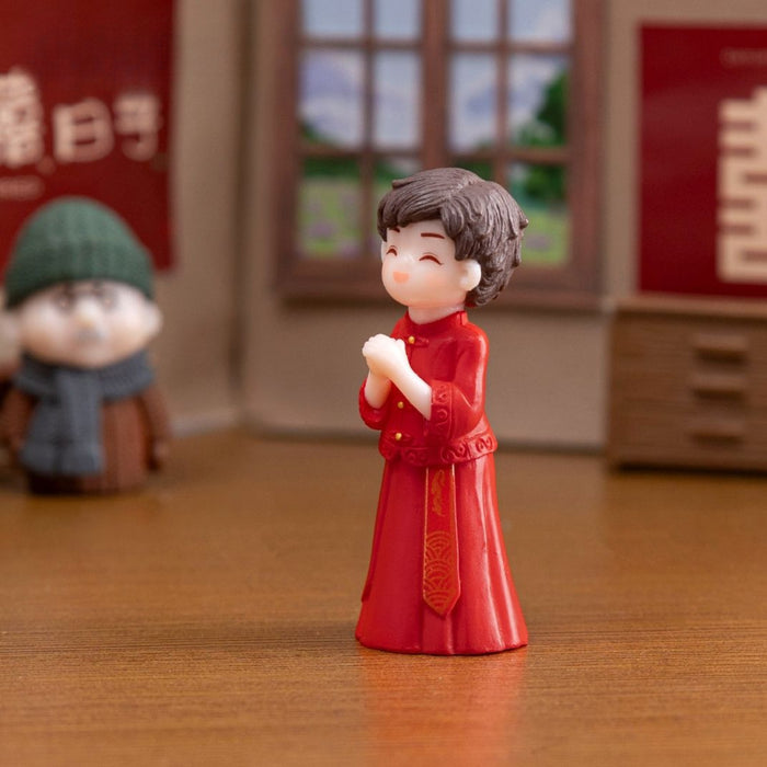  Mini Chinese Wedding Couple Dolls – Adorable Resin Bride & Groom