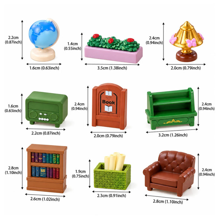 9-Piece Miniature Vintage Library & Study Room Furniture Set