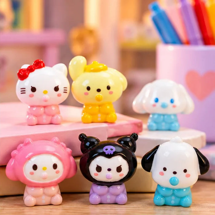 Sanrio Kawaii Baby Characters Miniature Figurines – Set of 6 Cute Collectible Toys for Desk Decor & Gifts